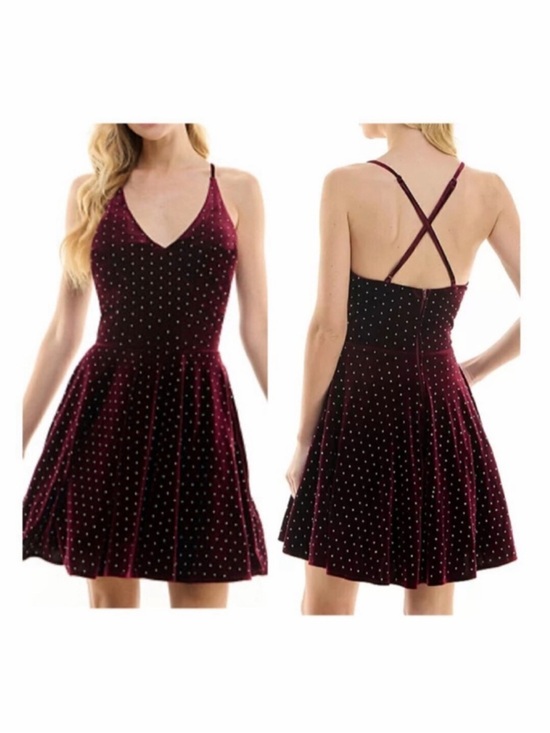 City Studio Dresses & Skirts - City Studios Junior Sz 5/6 Embellished Velvet Skater Dress Purple